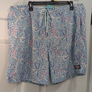 Vineyard Vines Athletic Shorts - Blue and Pink Starfish
